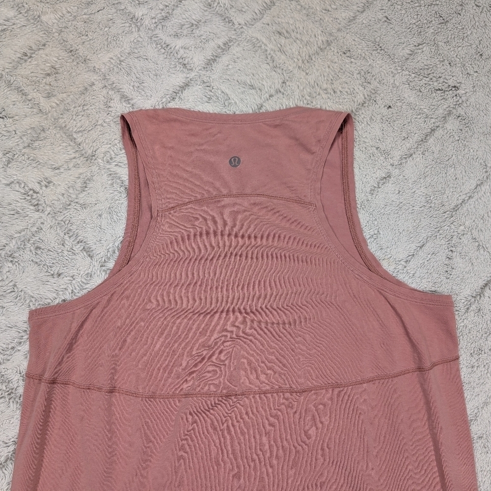 Lululemon Top Womens 6 Pink Quicksand Back In Action Tank Pima Cotton Active - Picture 7 of 7